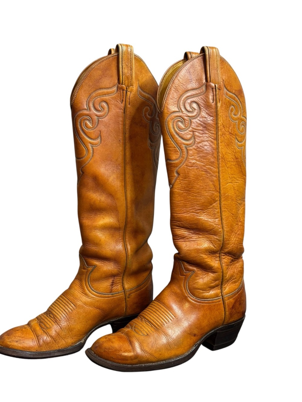Tony Lama 6425 Brown Leather Pull On Tall Knee High Western Boots Women’s Sz 6B